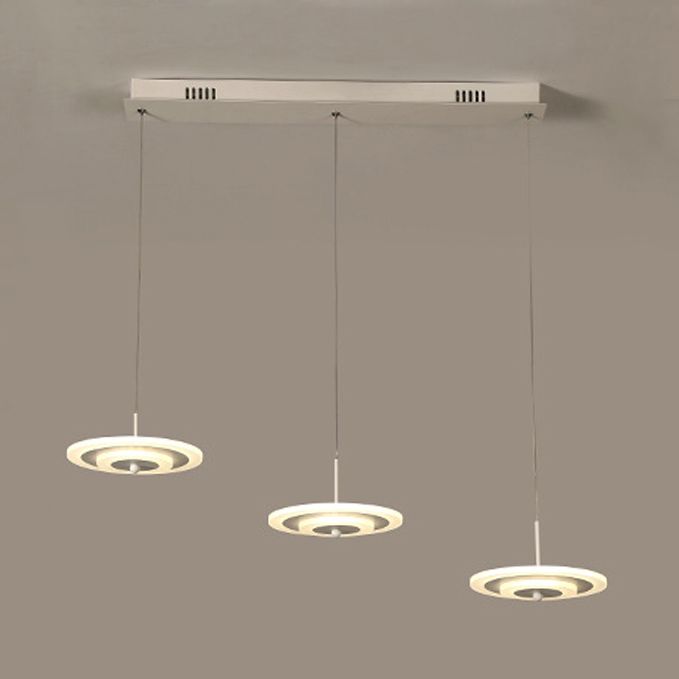 Luz de techo redondo blanco/marrón LED moderno de 3/6 ligeras colgantes de colgantes de acrílico en luz cálida/blanca/natural