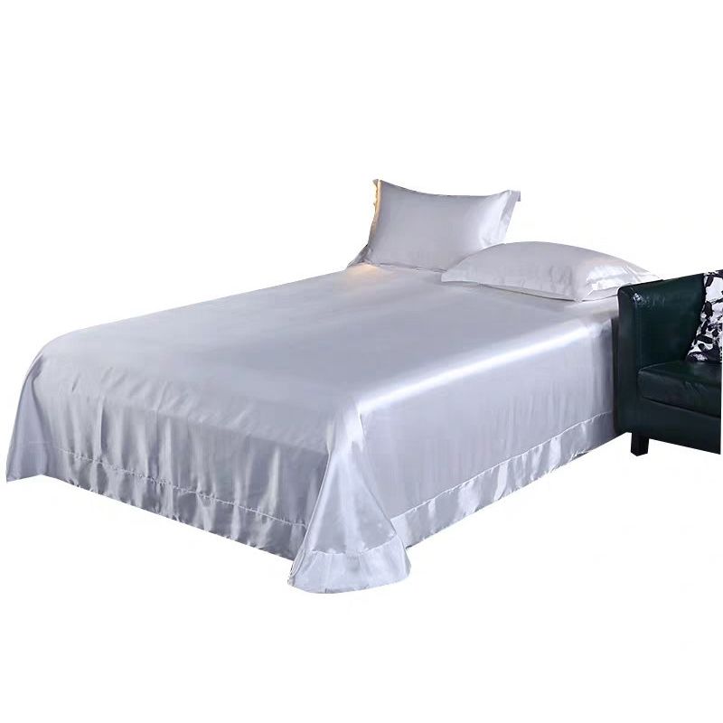 Bed Sheet Solid Color Sateen Weave Soft Breathable Bed Sheet