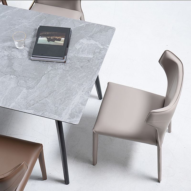 Modern Style Wingback Dining Chairs Faux Leather Home Side Chair