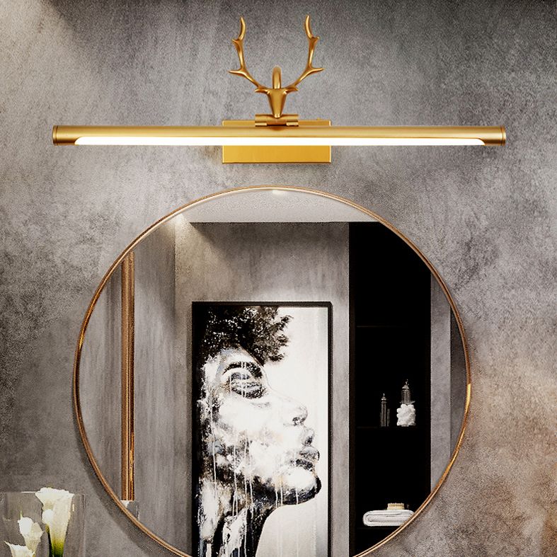 Modern Minimalist Style Straight Wall Mounted Lighting Aluminum Vanity Wall Sconce with Antlers