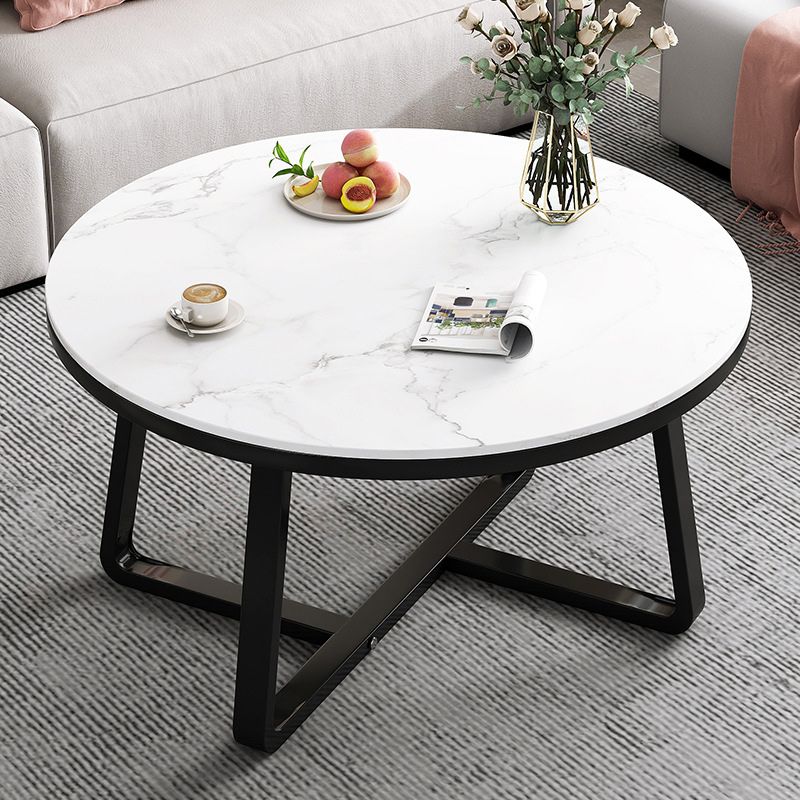 Stone Geometric Contemporary Coffee Table Cross Legs Coffee Table