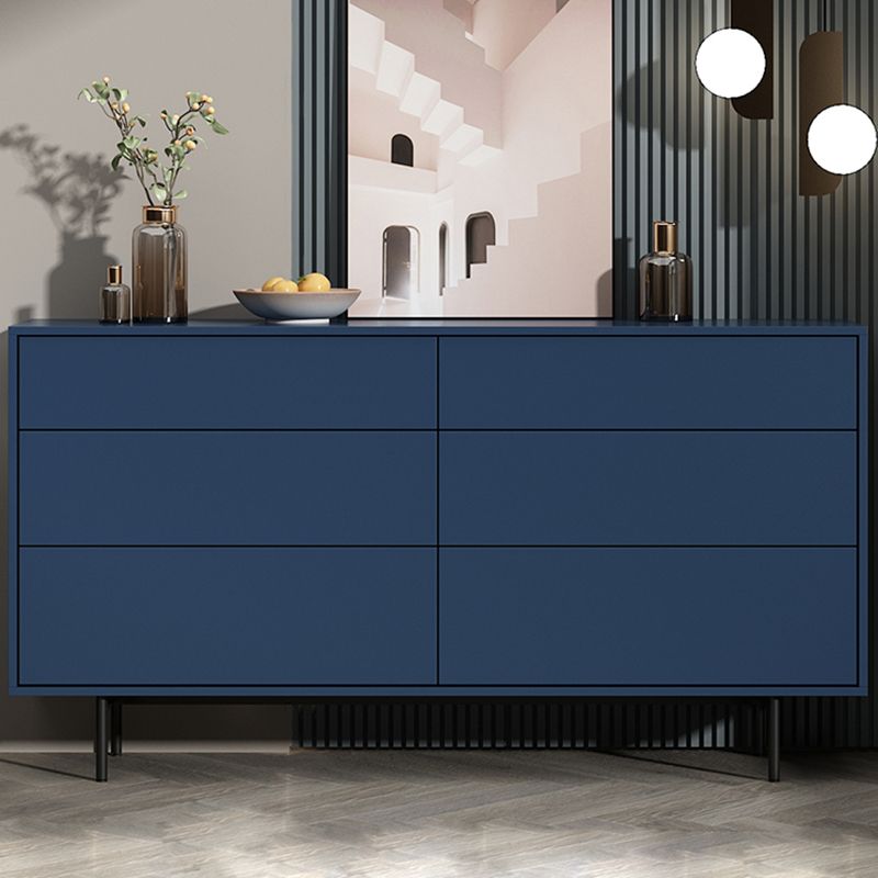 Modern Accent Chest with 6 Drawers and 4 Straight Black Legs