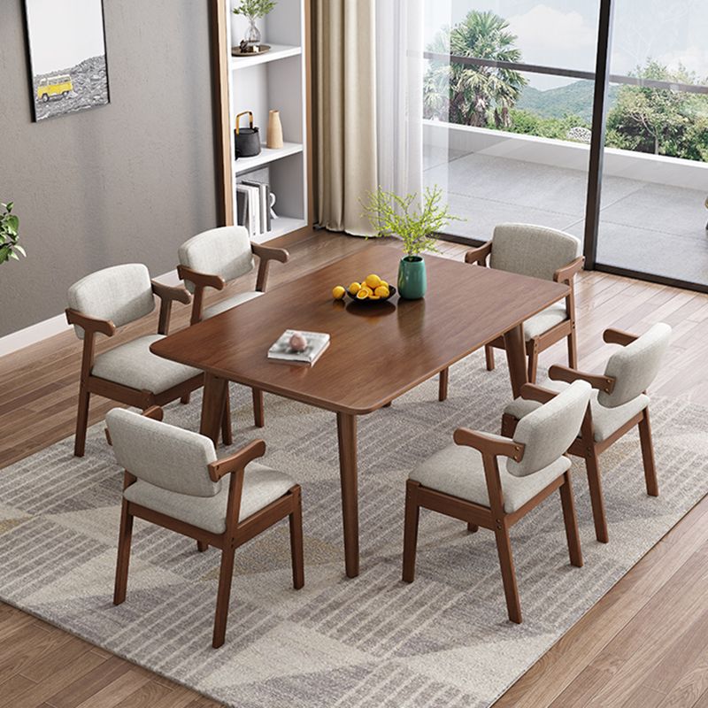 Mesa de comedor de 4 patas de madera de caucho, mesa rectangular de madera maciza de estilo moderno para el hogar