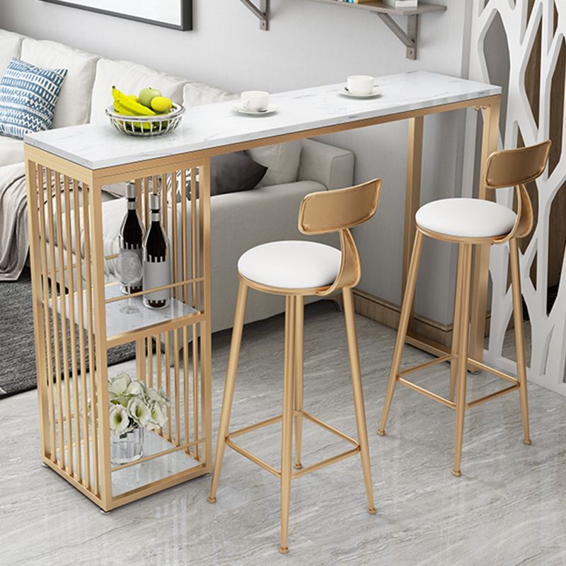 Modern Bar Table Set 1/2/3/5/7 Pcs Faux Marble Rectangular Bar Set for Indoor