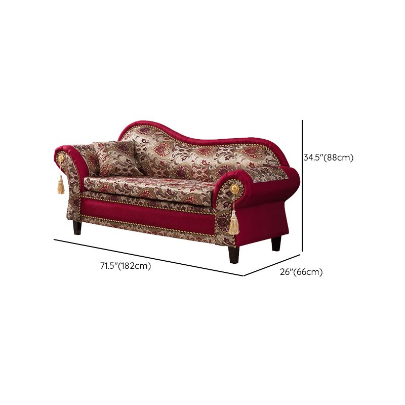 Bohemian Micro-velvet Chaise Lounge with Rolled Arms Reclining Accent Chair