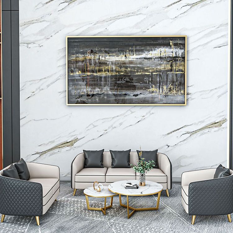 25.59" Wide Faux Leather Sofa Contemporary Standard Sloped Arm Sofa