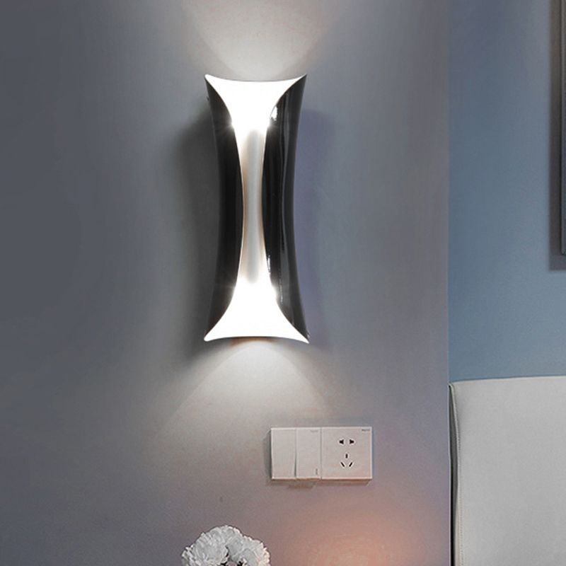 Modern Style Curl Wall Sconce Metallic 2-Lights Wall Mount Light in Black and White
