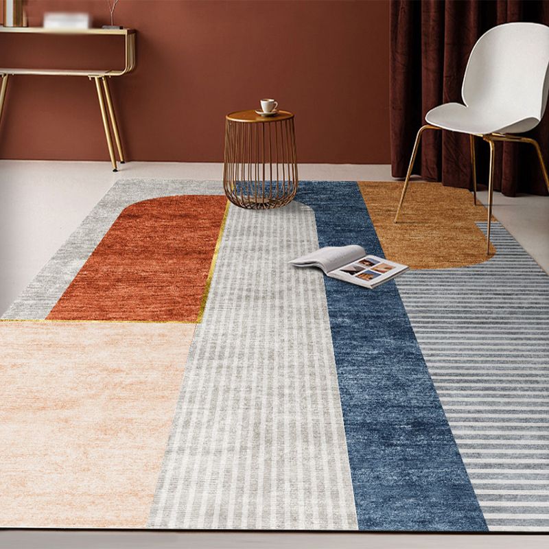Modern Carpet Gorgeous Contrast Panel Indoor Rug Polyester Stain Resistant Area Rug for Living Room