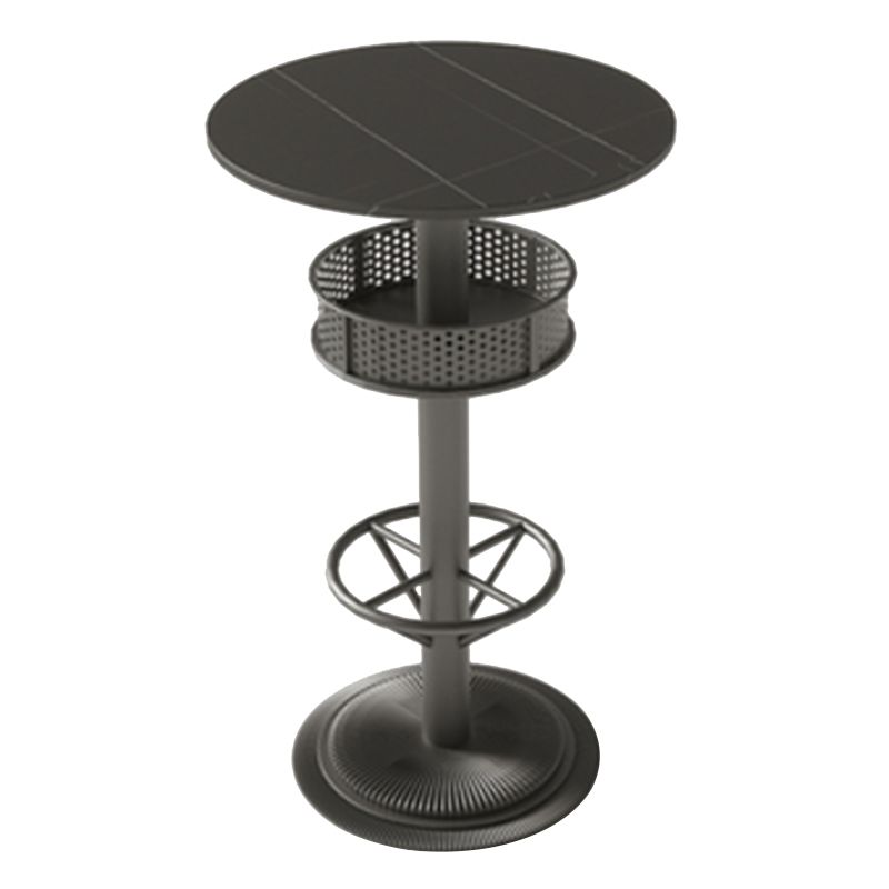 Industrial Style Bar Wine Table Black Bar Dining Table with Storage