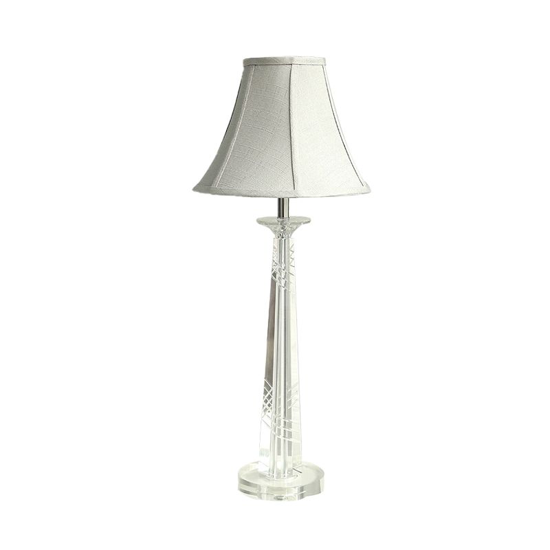 Clear Crystal Bell Night Light Traditional 1 Light Living Room Table Lamp in Light Gray