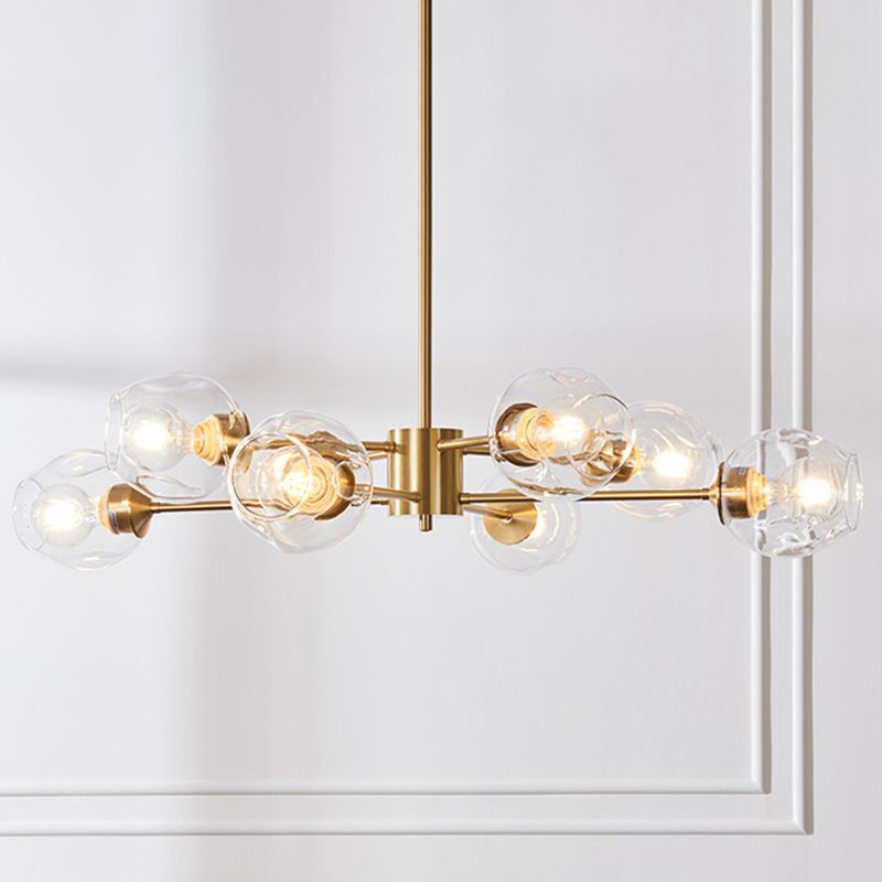 Luz de colgante de oro de vidrio en la lámpara de lámpara de cobre de estilo de lujo moderno para espacios interiores