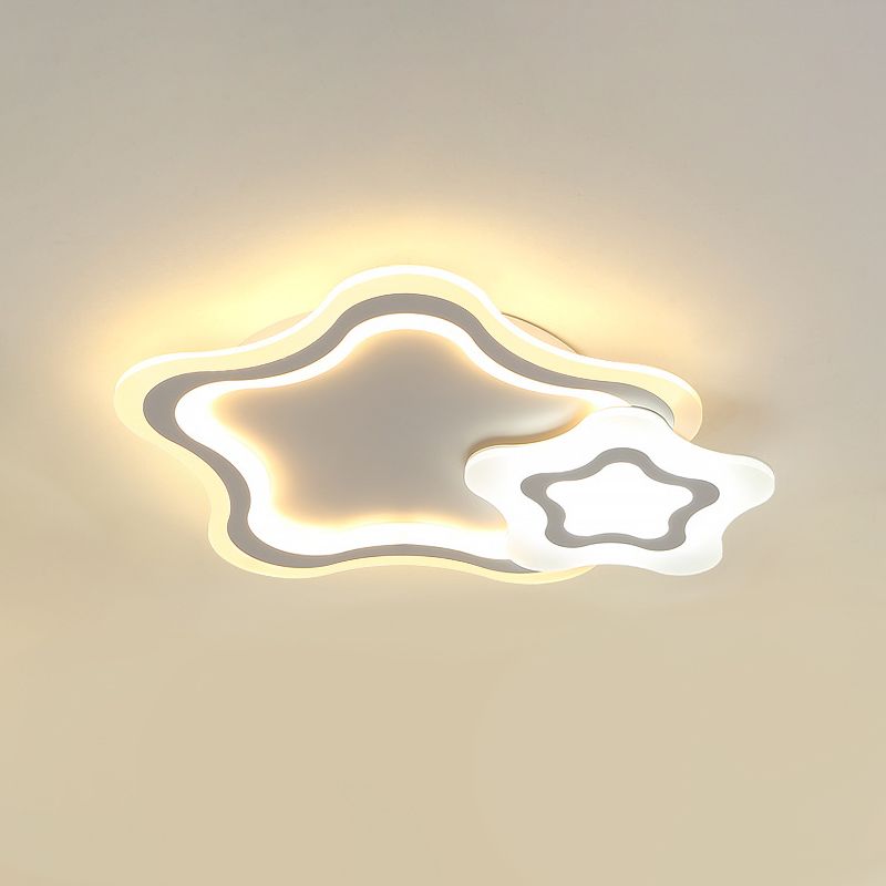Kids LED Ceiling Mount Light White Star/Triangle/Loving Heart Flushmount Lighting with Acrylic Shade for Nursery