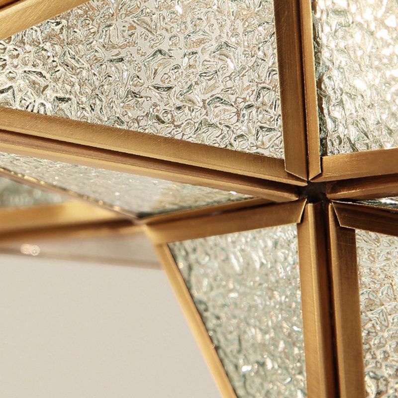 Star Glass Down Lighting Pendant Traditional Brass Hanging Pendant Light for Living Room