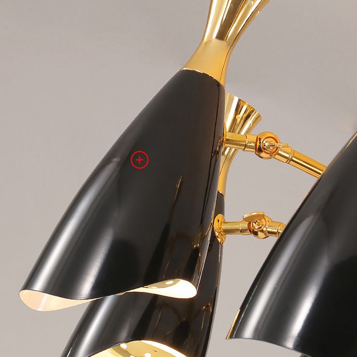 Trompeta negra colgante colgante de la lámpara de metal contemporánea accesorio de iluminación