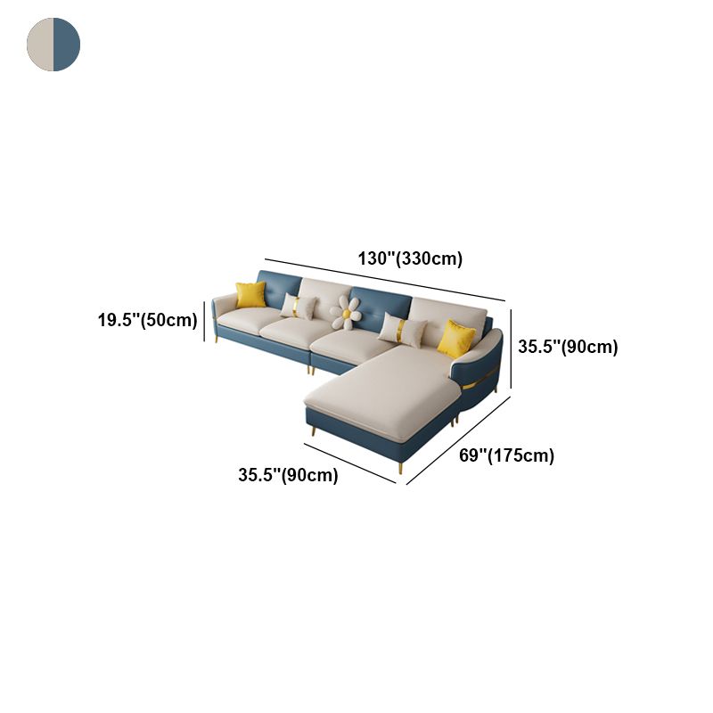 Faux Leather Square Arm Sofa with Pillows, 3/4 seat Sofa for Living Room