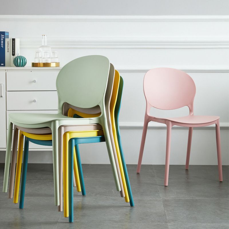 European Glam Style Plastic Chair Kitchen Dining Room Open Back Side Chairs