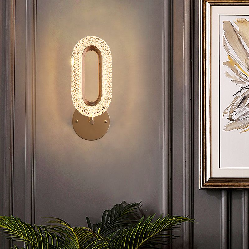 Luce di applique a parete per tonalità del cerchio nordico, lussuosa lampada con applique acrilica per camera da letto