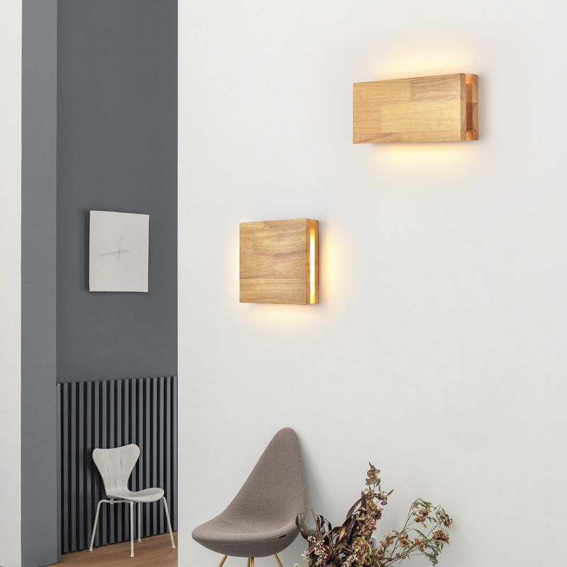 Geometría de 2 luces Diclas de pared de madera de estilo moderno para dormitorio