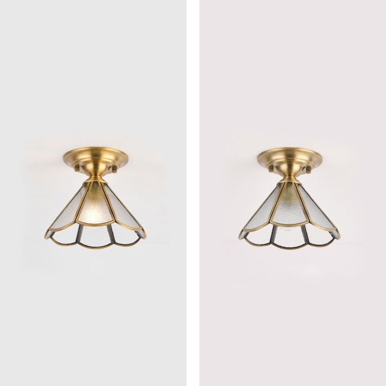 Glass Gold Semi Flush Ceiling Light Shaded Vintage Semi Flush Mount Light Fixture