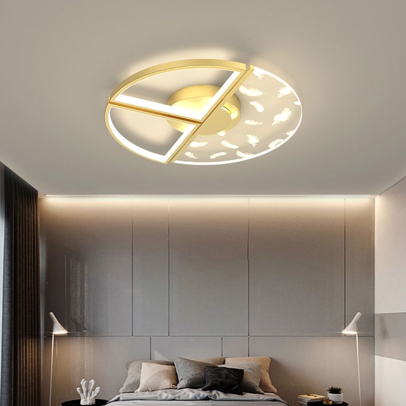 Moderne modische Feder -LED -Decken Deckenleuchte schmiedeeisen Innenhalterung mit Acrylschatten