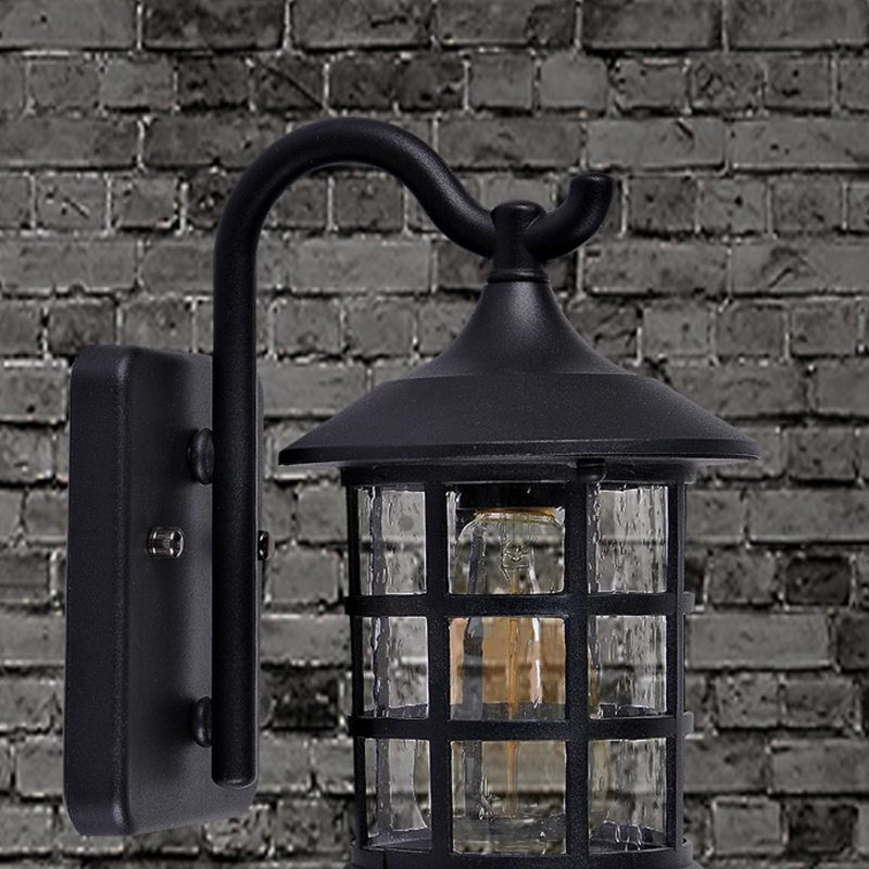 Modern Style Aluminum Wall Light Cage Shape Wall Sconce with Glass for Outdoors
