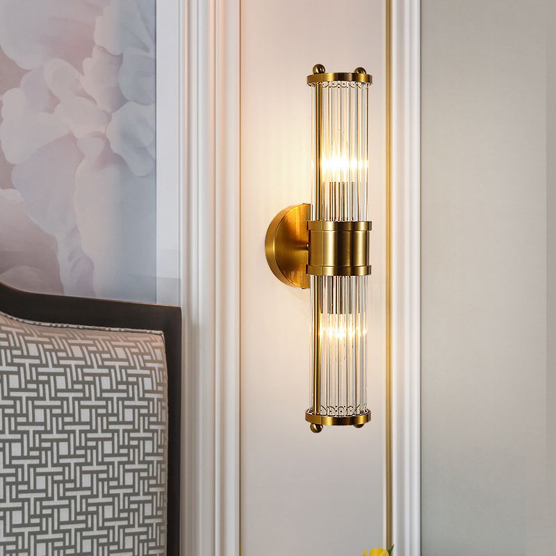 Multi-Light Cylinder Wall Light Sconce Modern Style Crystal Wall Lighting