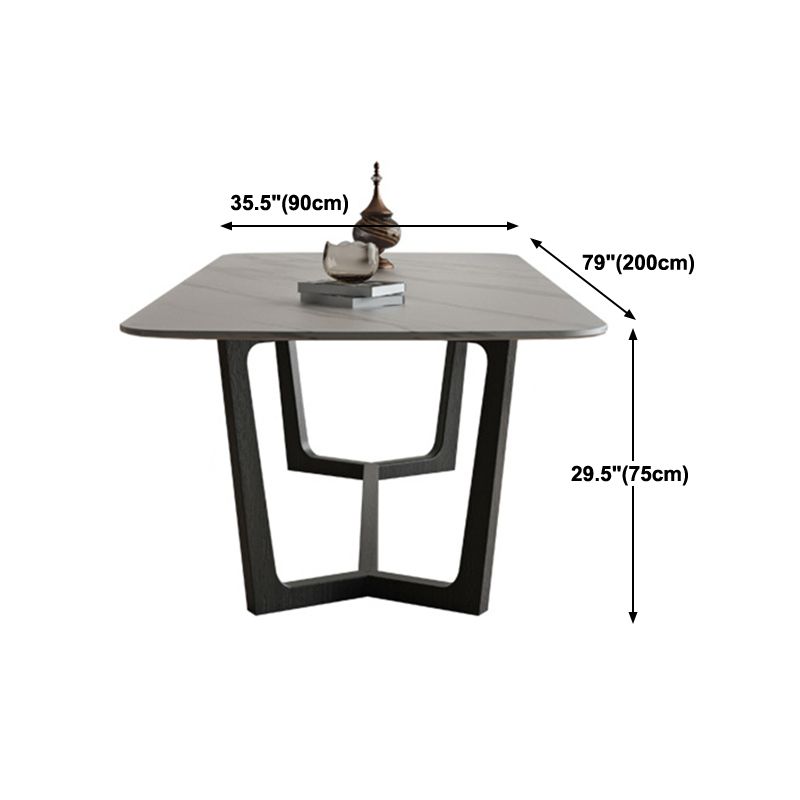 Industrial Sintered Stone Top Table Rectangle Table with Trestle Base