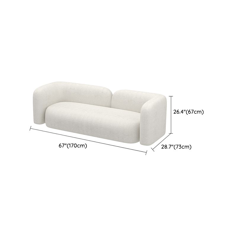 Scandinavian Wool Seating Tuxedo Arm Living Room Sofa in White
