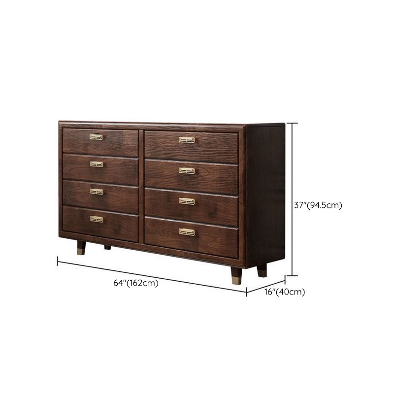 Glam Rubber Wood Storage Chest Bedroom Brown Chest with Drawers