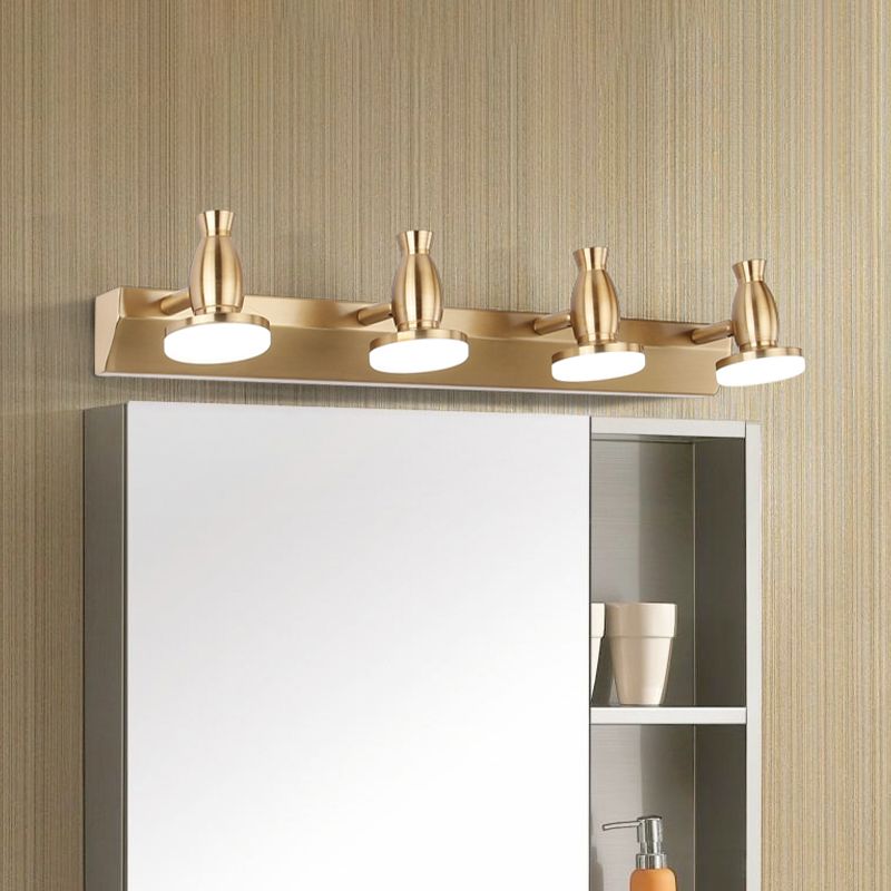 4 Köpfe Badezimmer Waschtischlampe Nordische Messingwandbeleuchtung mit runden Metallschatten in warmem/weißem Licht
