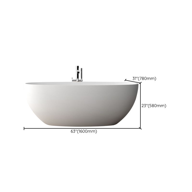 Modern Style Stone Bathtub White Detached Oval Bathtub for Bathroom