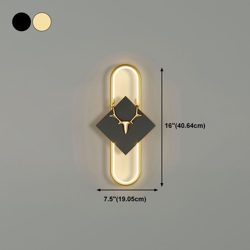 Oval Shape Metal Wall Light Modern Style 1 Light Wall Mounted Light Fixture