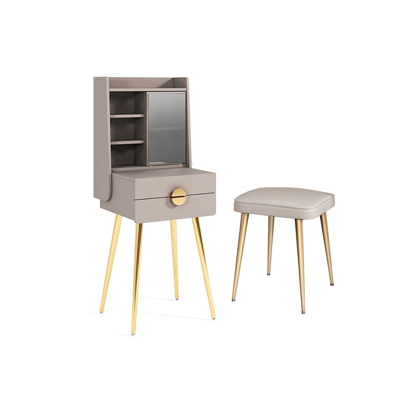 Contemporary Wood Makeup Vanity Set 2-Drawer Dressing Table With Mirror