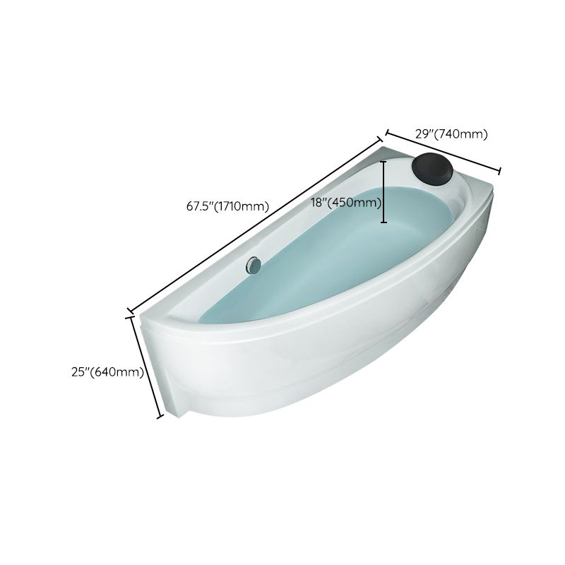 Modern White Acrylic Corner Tub Soaking 29.13-inch Tall Bathtub for Bathroom