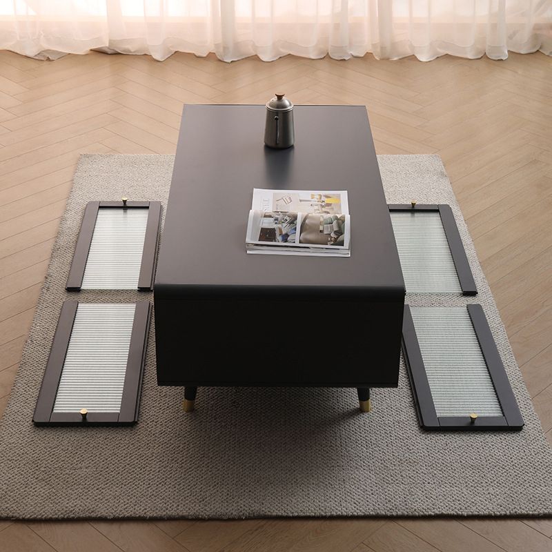 Solid Wood Rectangle Cocktail Table Modern No Distressing Single Coffee Table