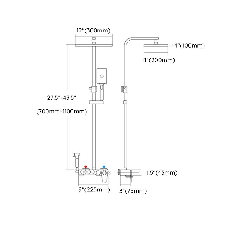 Contemporary Shower System Slide Bar Adjustable Shower Head Wall Mounted Shower Set
