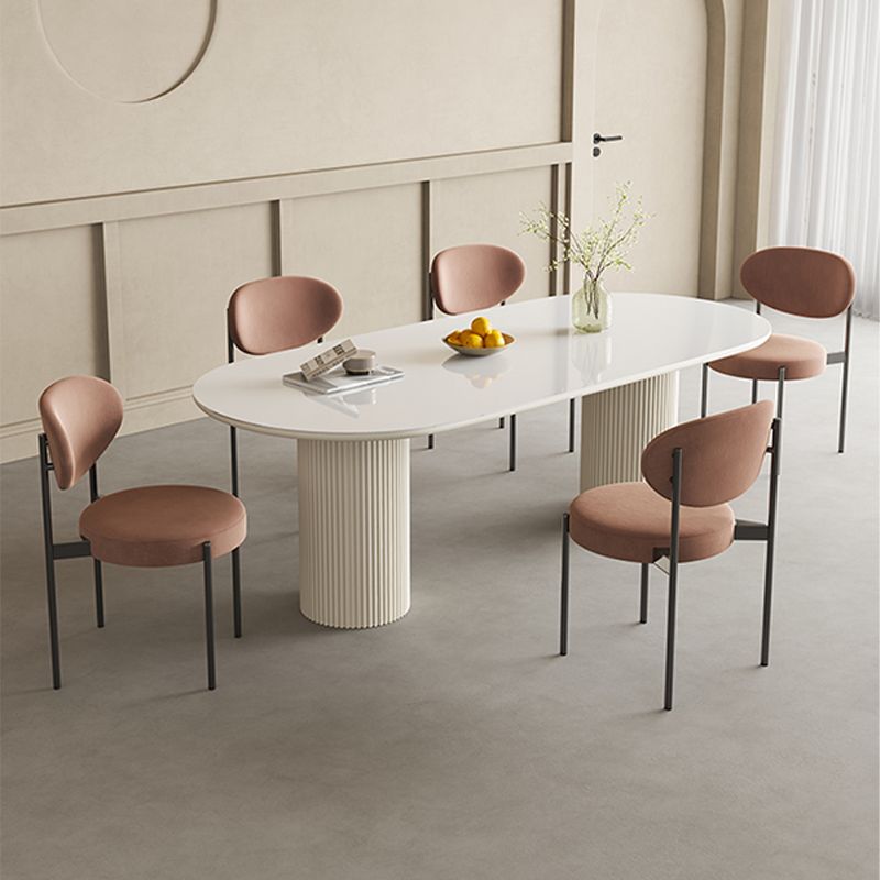 Slate and Metal Table Glam Style Simple Home White Oval Dining Table