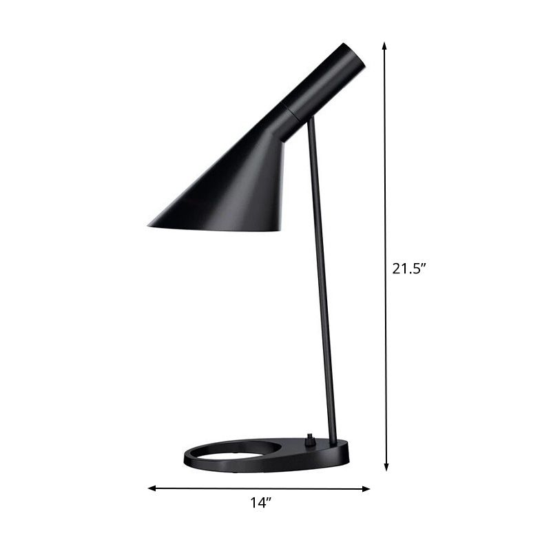1 Bulb Bedside Task Lighting Modern Black Night Table Lamp with Flared Metal Shade