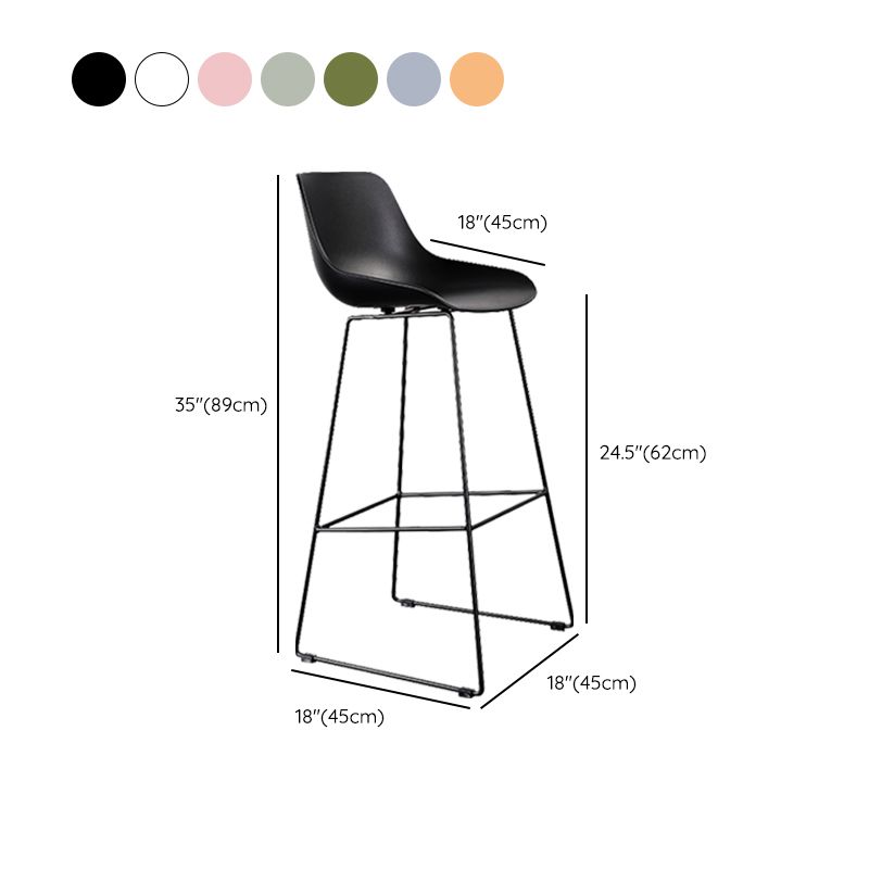 Contemporary Plastic Low Back Armless Bar Stool with Metal Base