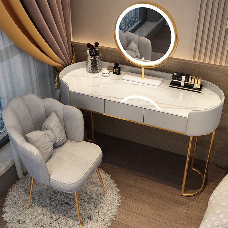 Standing Makeup Vanity Desk Lighted Mirror Makeup Vanity Set with Drawer