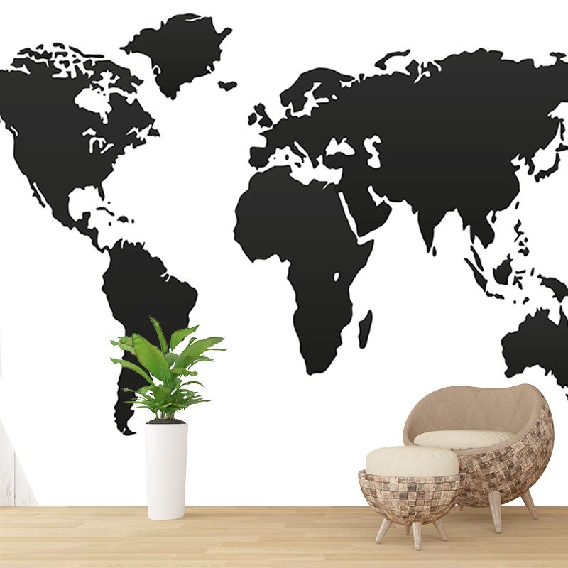 Map Illustration Mural Stain-Resistant Wall Decor for Guest Room, Personalized Size