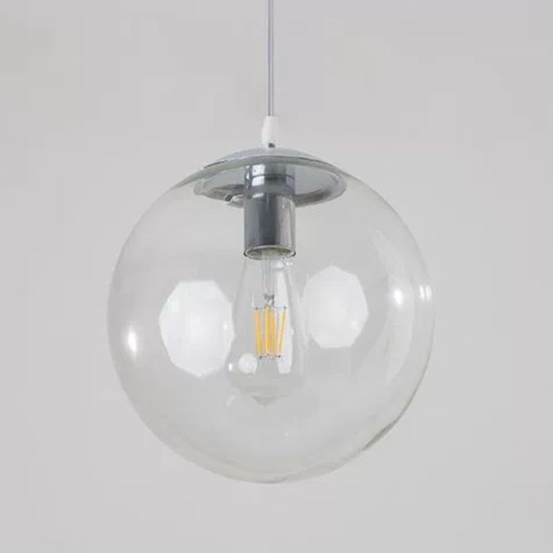 Esszimmer 1 Kopfkugel hängend hängendes klares Glas moderner Beleuchtung Anhänger