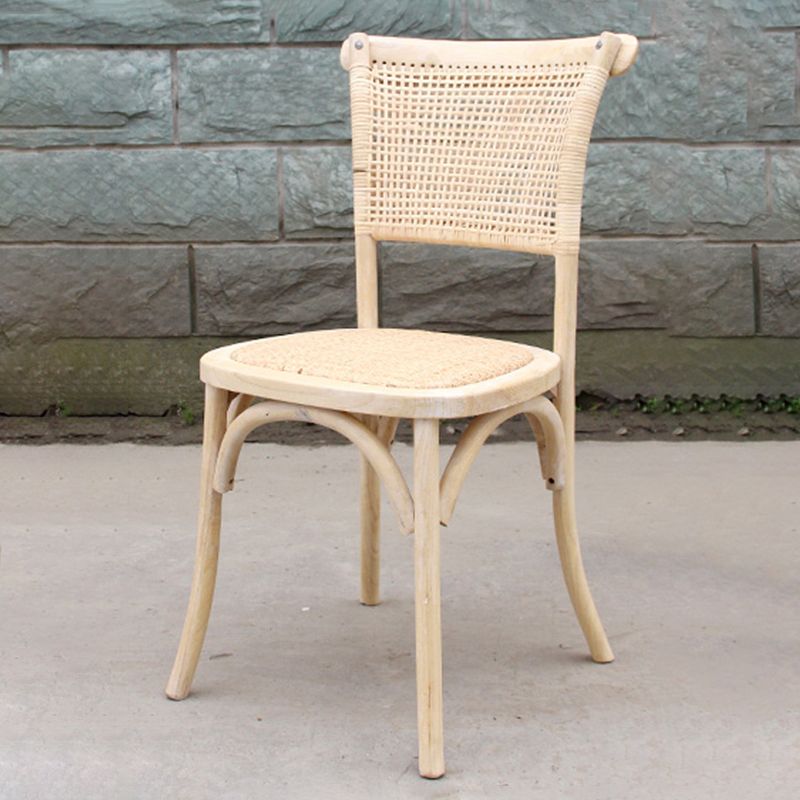 Solid Wood Country Style Dining Room Chair Matte Finish Cane Back Dining Chairs