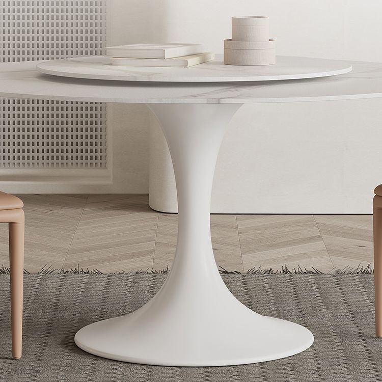 Modern Round Dinette Set 1/3/4/5/7 Pieces Dining Table Set with White Sintered Stone Top