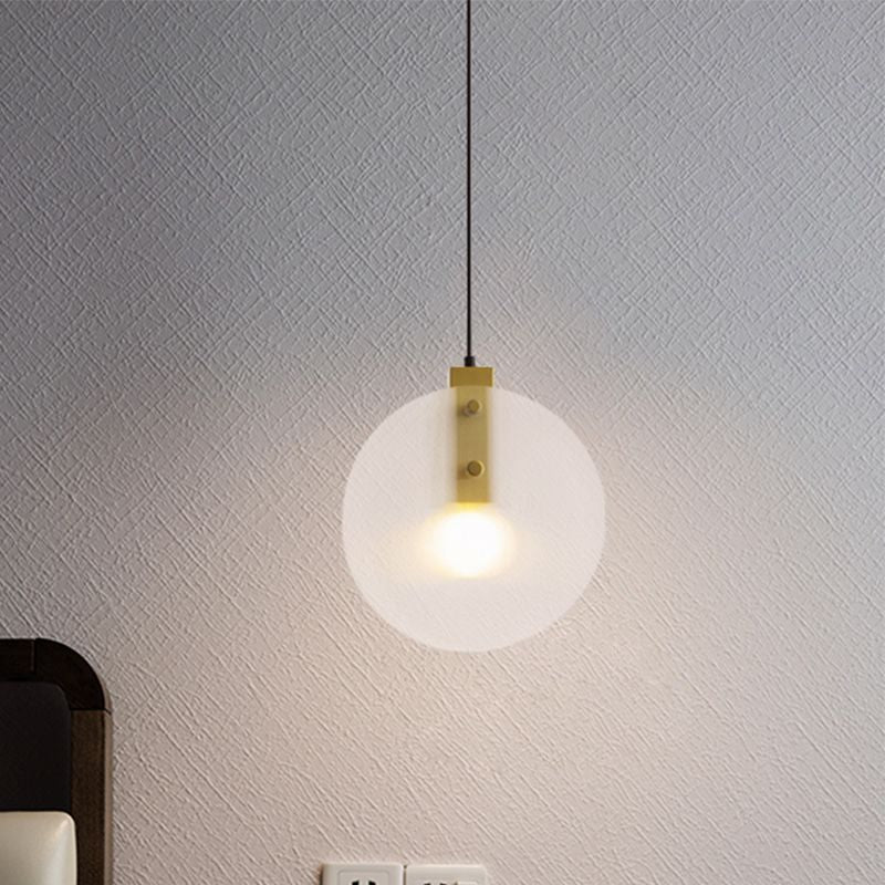 Gold Orb Pendant Lamp Modernist 1 Head Clear Glass Suspension Light for Dining Room