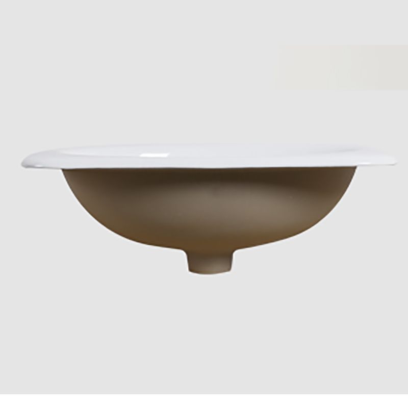 White Rectangular Bathroom Sink with Overflow Porcelain Drop-in Sink
