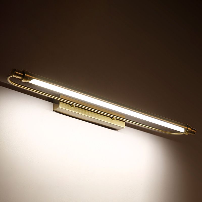 Minimalism Vanity Lighting Metal Wall Light Fixture in Gold for Bathroom