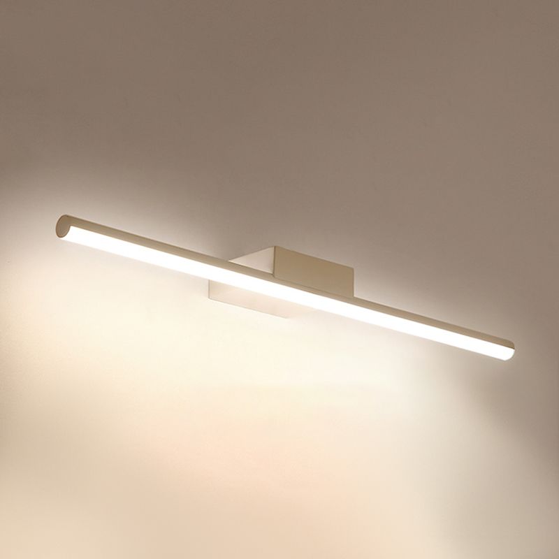 1 Light Metal Linear Mirror Wall Lighting Modern Style Wall Mounted Light Fixture in White