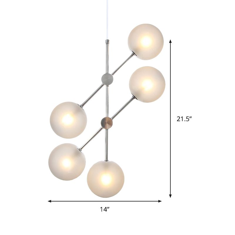 Moderner Globe Kronleuchter Beleuchtung strukturiertes weißes Glas 5 Lampen Schlafzimmer Deckenhängung Lampe