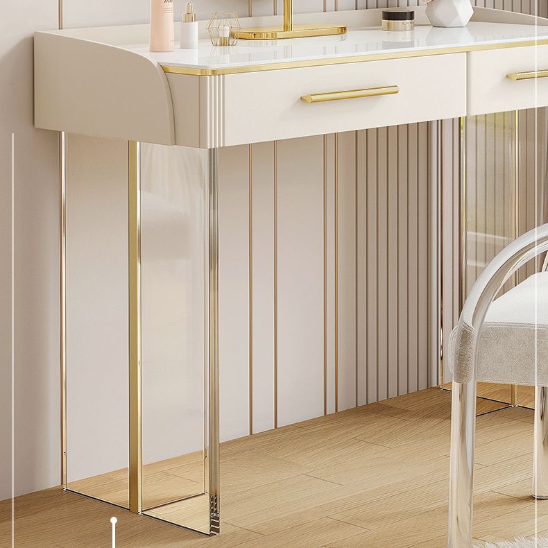 Contemporary Stone Top Dressing Table with 2 Drawers and Acrylic Base